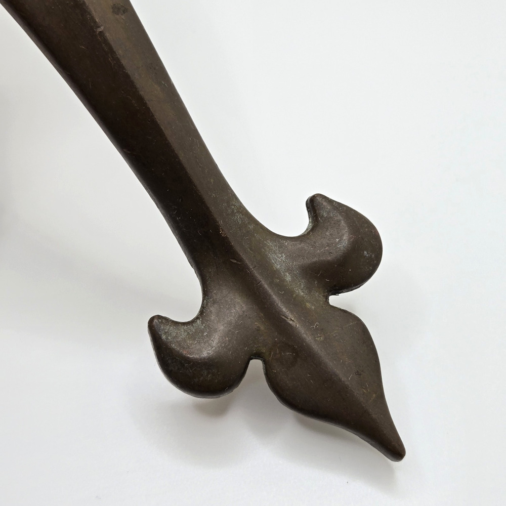 Antique Brass Door Pull Thumb Press Handle Fleur De Lis Victorian Reclaimed 11" - Picture 6 of 14